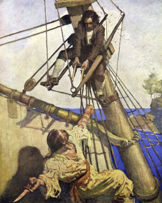 Ilustração para Treasure Island de after Newell Convers Wyeth