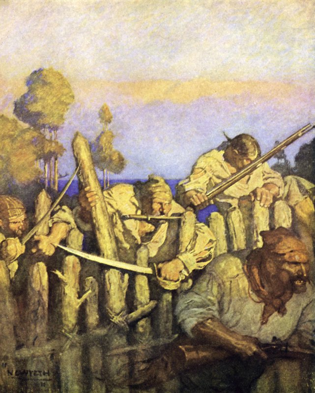 Ilustração para Treasure Island de after Newell Convers Wyeth