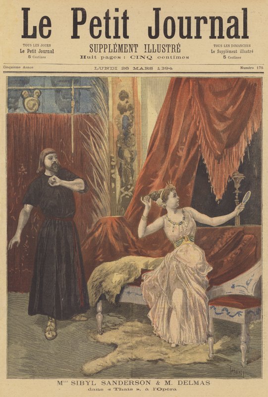 Sibyl Sanderson e Jean-François Delmas em Thais, na Ópera de Paris de after Oswaldo Tofani