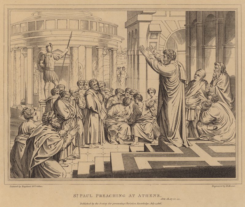 São Paulo pregando em Atenas, Atos de after Raphael