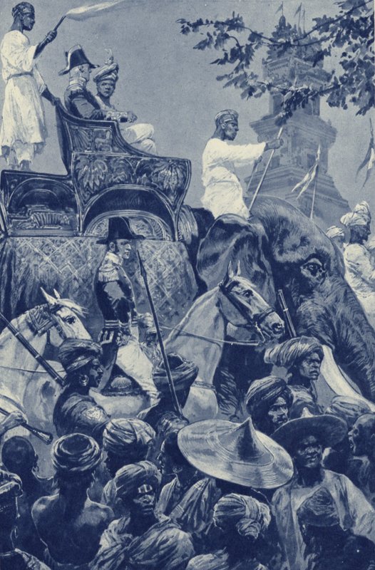 Cingapura, os britânicos entram na cidade, entregues pelo sultão de Johore em 1824 por uma quantia em dinheiro de after Richard Caton II Woodville