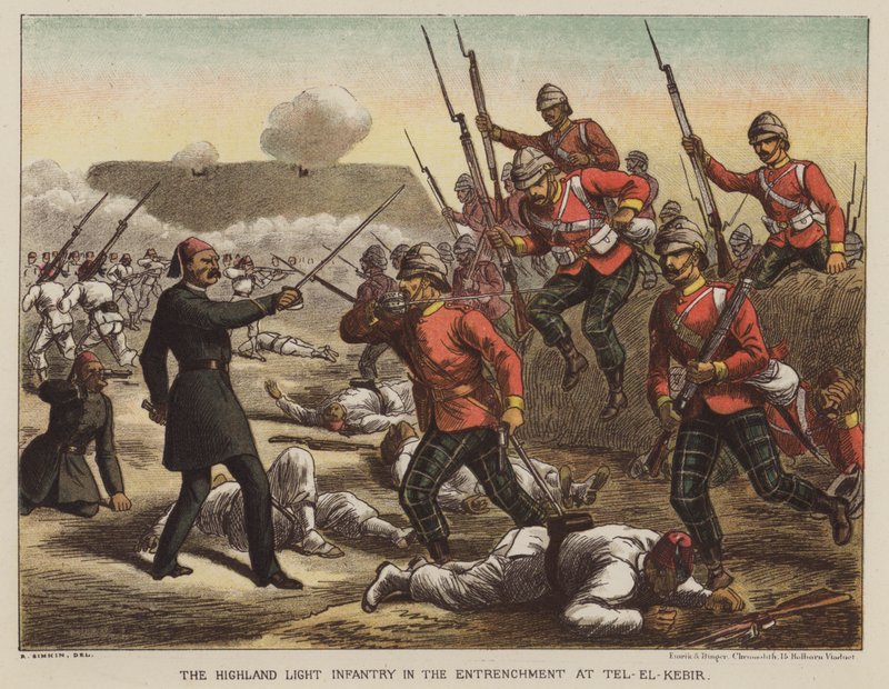 A Highland Light Infantry no entrincheiramento em Tel-El-Kebir de after Richard Simkin