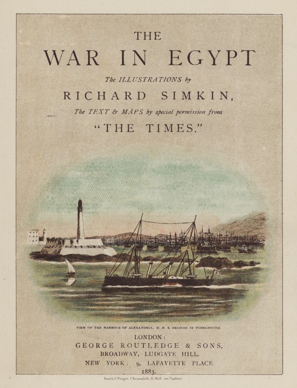 Ilustração da página de rosto da Guerra no Egito de after Richard Simkin