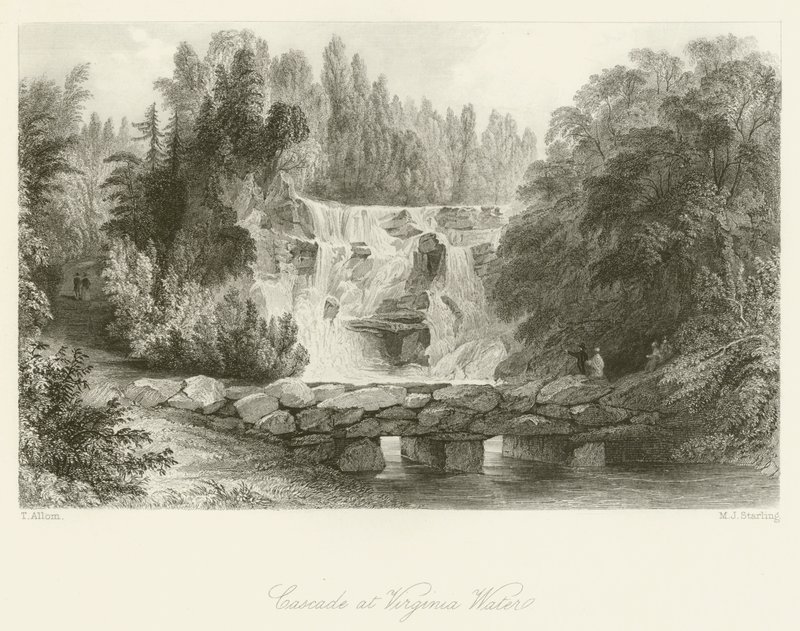 Cascata em Virginia Water de after Thomas Allom
