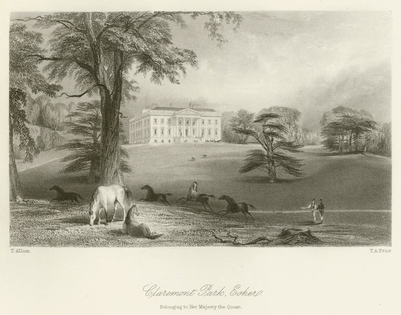 Claremont Park, Esher, pertencente a Sua Majestade a Rainha de after Thomas Allom