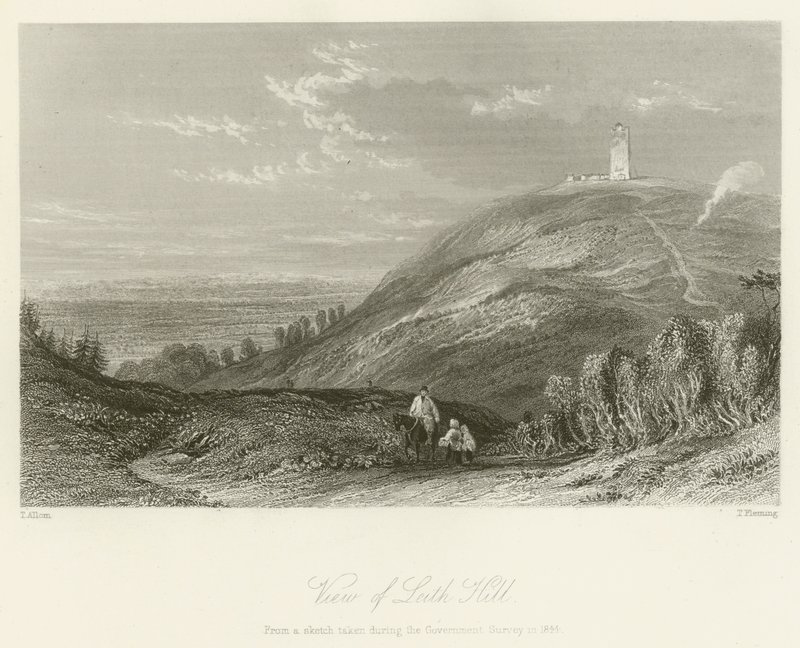 Vista, de, Leith, colina de after Thomas Allom