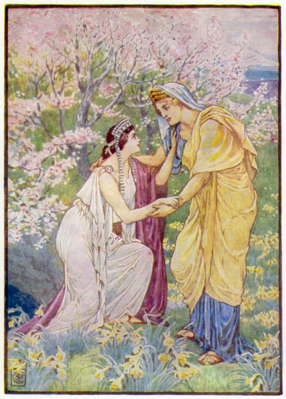 Deméter se alegrou, pois sua filha estava ao seu lado de after Walter Crane
