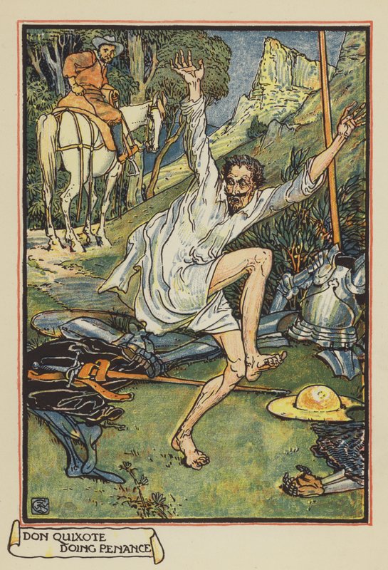 Dom Quixote fazendo Penitência de after Walter Crane