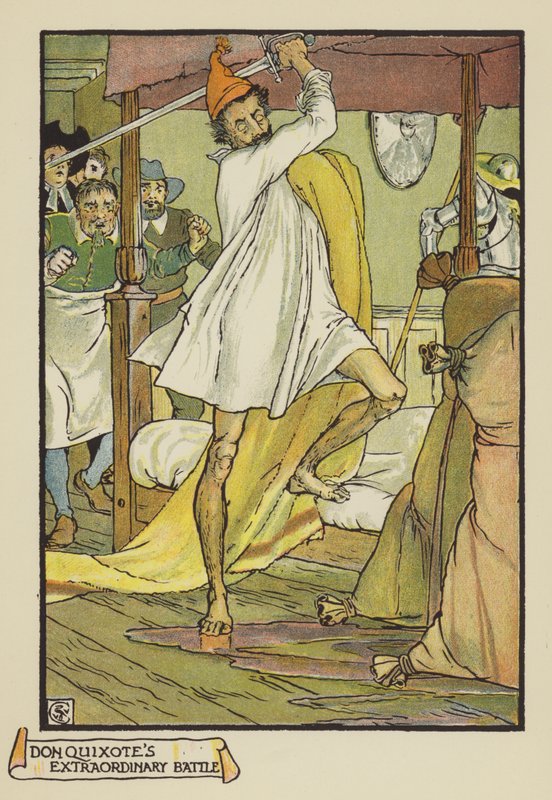 Batalha Extraordinária de Dom Quixotes de after Walter Crane