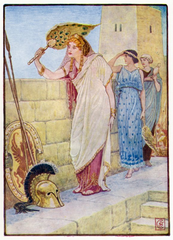 Muitas vezes ela ficava nas paredes de Tróia de after Walter Crane