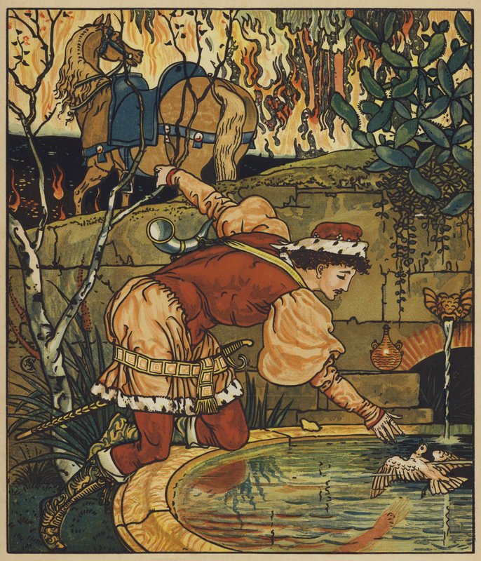 Príncipe Cheri na floresta luminosa de after Walter Crane