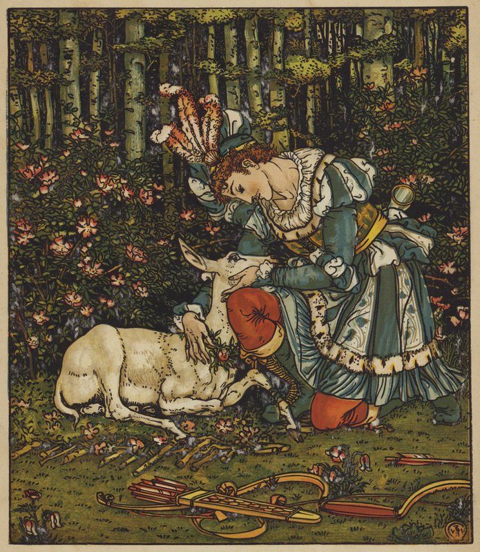 Príncipe Guerrier cuida do Hind Ferido de after Walter Crane