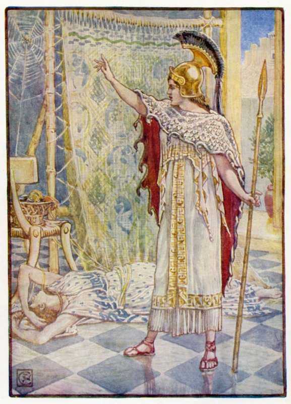 Ela a transformou em uma aranha de after Walter Crane
