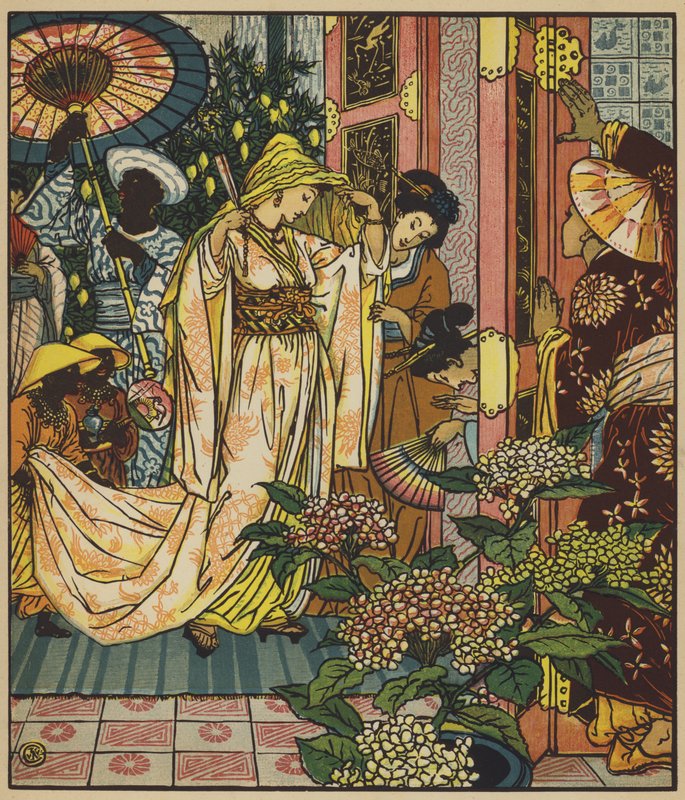 A princesa vai ao banho de after Walter Crane
