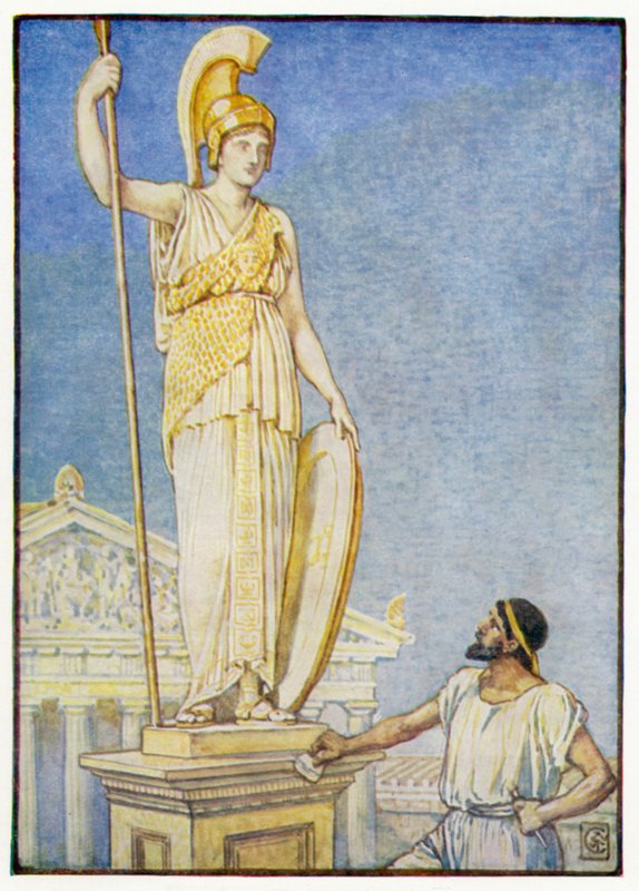 A figura da deusa era colossal de after Walter Crane
