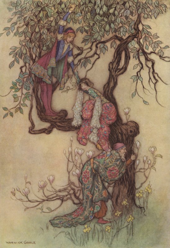 Geoffrey Chaucer, o conto de comerciantes de after Warwick Goble