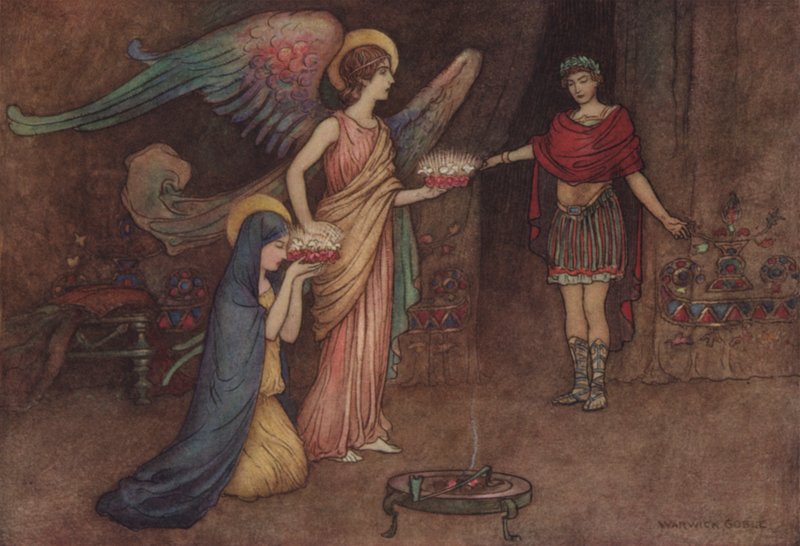 Geoffrey Chaucer, o segundo conto de freiras de after Warwick Goble