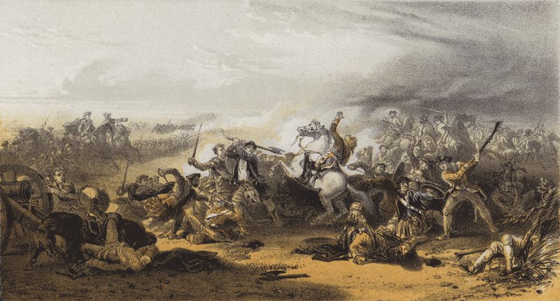 O Campo de Prestonpans, Morte do Coronel Gardiner (cromolito) de after William Allan