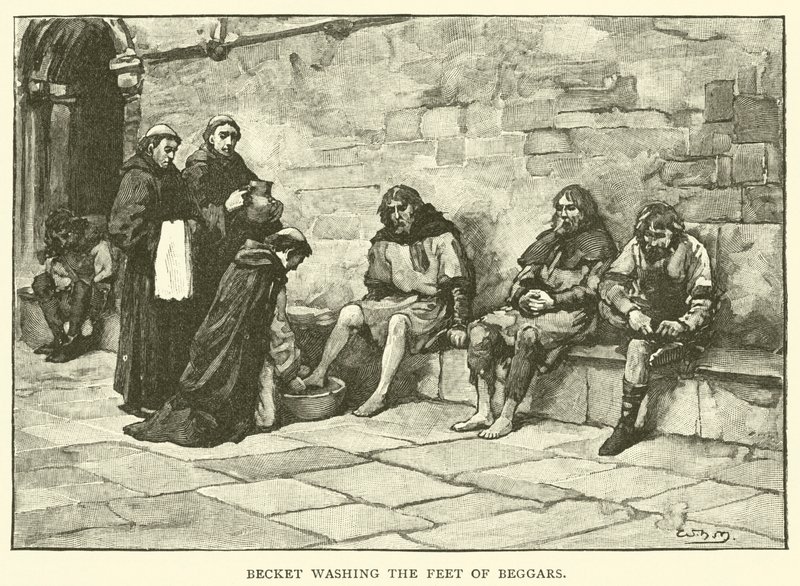 Becket lavando os pés dos mendigos de after William Henry Margetson