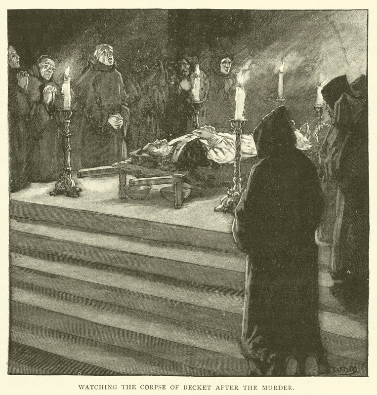 Observando o cadáver de Becket após o assassinato de after William Henry Margetson