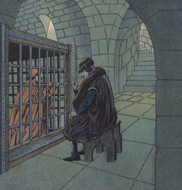 Rei Luís XI de França e Cardeal Balue (cor litho) de pseudonym for Onfray de Breville Jacques Job