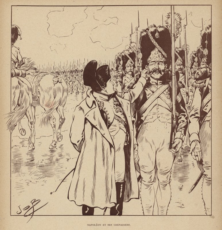 Napoleão e seus Grenadiers (litho) de pseudonym for Onfray de Breville Jacques Job