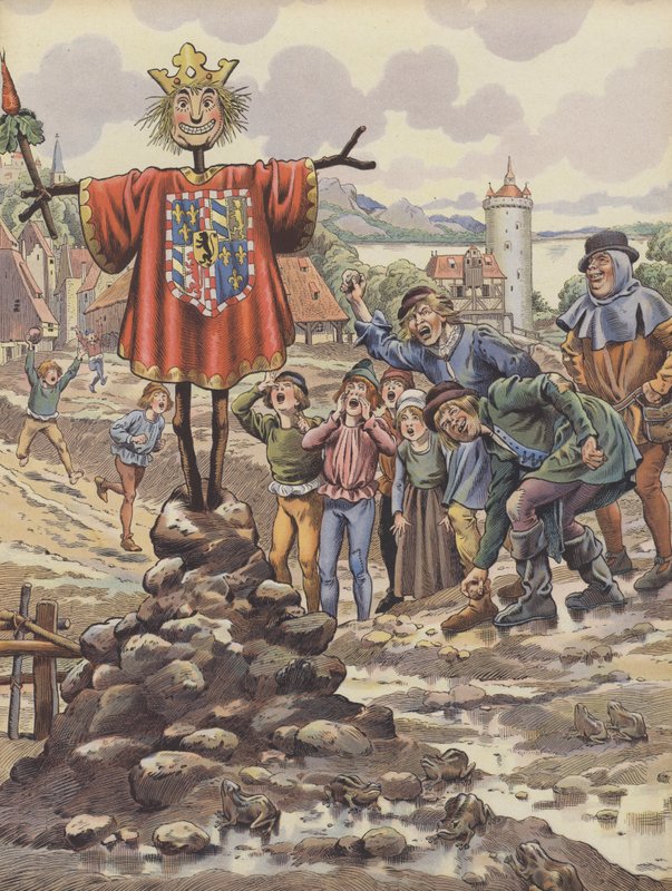 O povo de Dinant zombando de uma efígie de Carlos o Negrito, Duque de Borgonha (cor litho) de pseudonym for Onfray de Breville Jacques Job