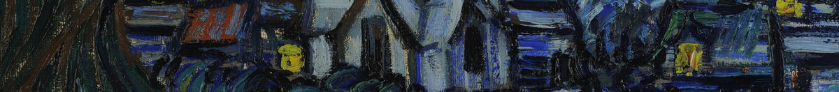 A Noite Estrelada (Vincent van Gogh), Detail: Dorf mit Kirchturm