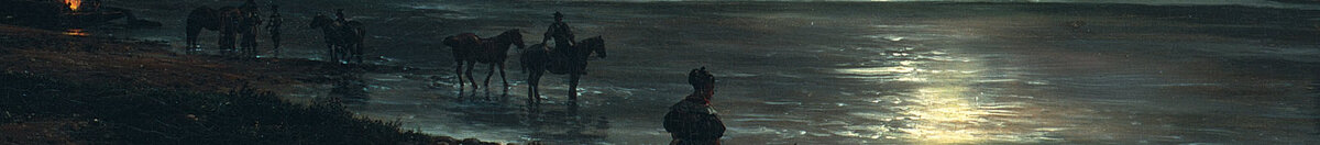 Vista de Dresden ao luar (Johan Christian Dahl), Detail: Pferde und Figur am Elbufer