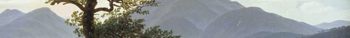 Árvore solitária (Caspar David Friedrich), Detail: Blaue Bergkette