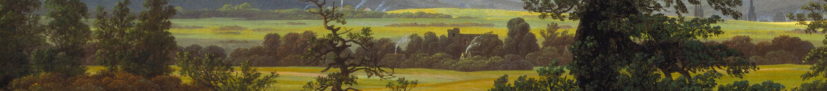 Árvore solitária (Caspar David Friedrich), Detail: Gelbe Felder und Bäume links