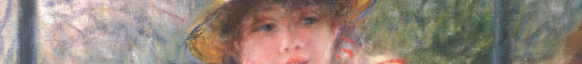 O almoço dos remadores (Pierre-Auguste Renoir), Detail: Frau mit Strohhut am Geländer