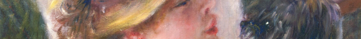 O almoço dos remadores (Pierre-Auguste Renoir), Detail: Dame mit Blumenhut und Hund