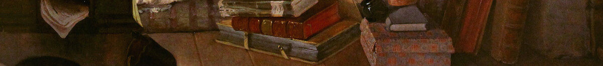 O pobre poeta (Carl Spitzweg), Detail: Bücherstapel am Boden