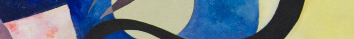 Amarelo-Vermelho-Azul (Wassily Kandinsky), Detail: Blauer Kreis mit schwarzer Schlangenlinie
