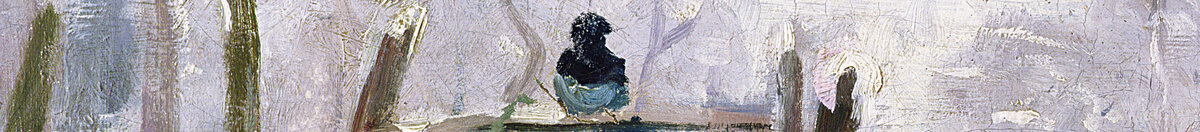 A pega (Claude Monet), Detail: Elster auf dem Gattertor
