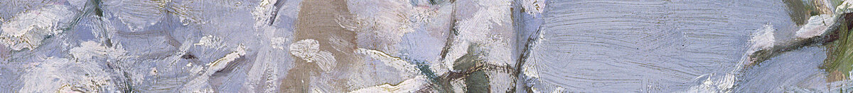 A pega (Claude Monet), Detail: Verschneite Hausdächer