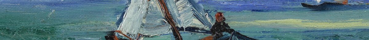 Paisagem marítima perto de Les Saintes-Maries-de-la-Mer (Vincent van Gogh), Detail: Fischerboot mit weißen Segeln