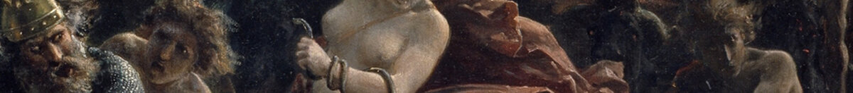 A caça selvagem de Odin, 1872 (Peter Nicolai Arbo), Detail: Walküre mit erhobenem Schwert