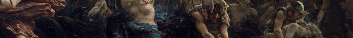 A caça selvagem de Odin, 1872 (Peter Nicolai Arbo), Detail: Walküre in blauem Gewand