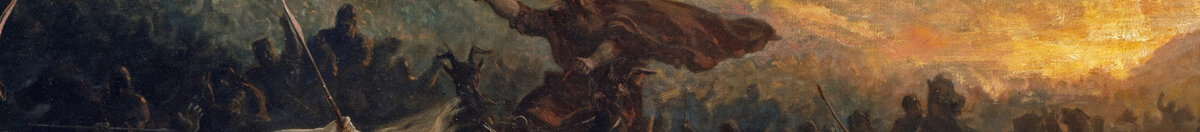 A caça selvagem de Odin, 1872 (Peter Nicolai Arbo), Detail: Odin mit Hammer und Gefolge