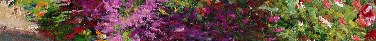 Um caminho no jardim de Monet, Giverny, 1902 (Claude Monet), Detail: Rosa Blütenrand rechts