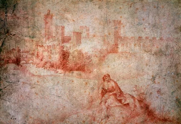 Pastor e vista de Castelfranco (desenho sanguíneo)