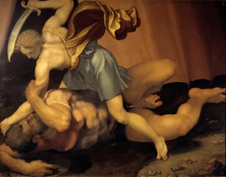 Pintura de David e Golias em dupla face por Daniele de Volterra (1509-1566)