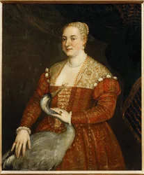 Retrato de uma senhora com garça (pintura sobre tela)