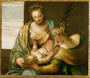 O casamento místico de Santa Catarina de Siena ... (óleo sobre tela)