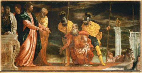 O centurião de Cafarnaum que pede a Jesus para curar o seu criado paralítico (pintura sobre tela)