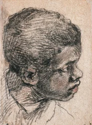 Cabeça de um rapaz negro, Paolo Caliari, conhecido como Veronese (1528-1588), desenho