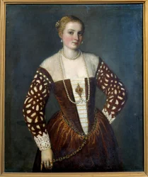 Retrato de uma mulher veneziana. Pintura de Paolo Veronese (1528-1588)