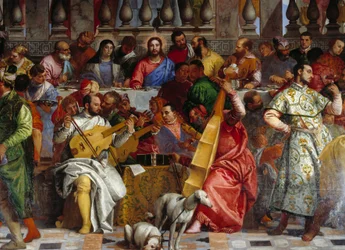 O casamento de Caná, detalhe: Cristo e a Virgem. Fresco por Paolo Veronese (1528-1588) Ec. sex.